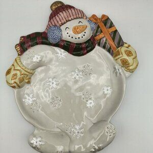 Fitz And Floyd Frosty Folks Snowman Holiday Ceramic Plate 1995